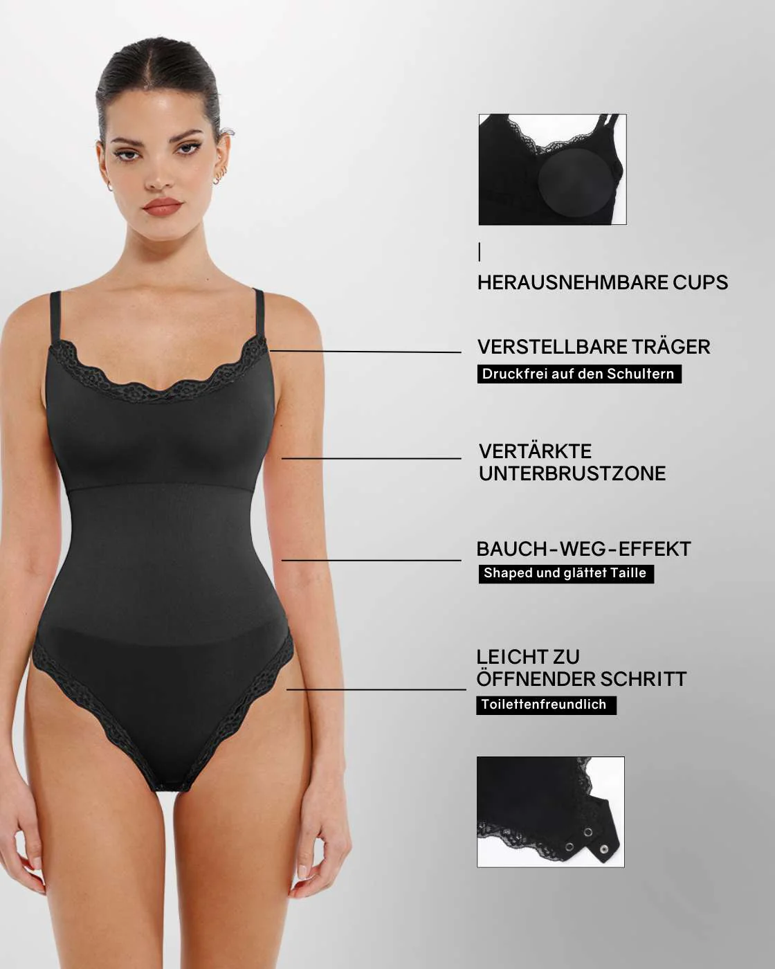 PREMIUM Shaping Body mit Tanga und Spitzendetails - Image 20